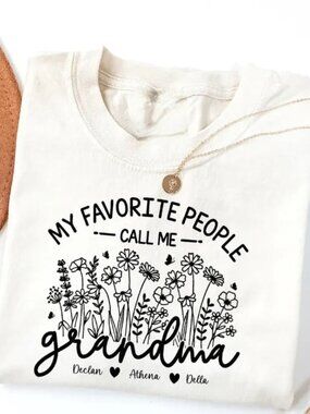 Mothers Day Gift For Mom, Floral Tee, Personalized Grandma Tee